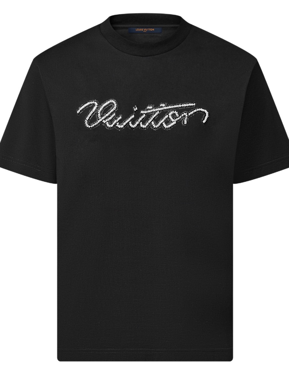 Louis Vuitton Black embellished Script Logo Crewneck T-Shirt 1:1 SS26